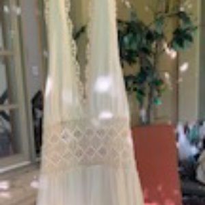 Coastal Vintage Macrame Dress Made in Turkey, XS, Halter Tie, Tie Back, Boho